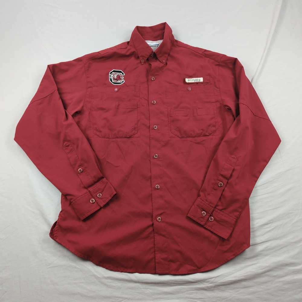 South Carolina Gamecock Shirt Mens Small Red Columbia PFG Fishing Vented‎